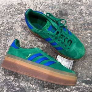 Adidas Gazelle Green and Blue Sneakers